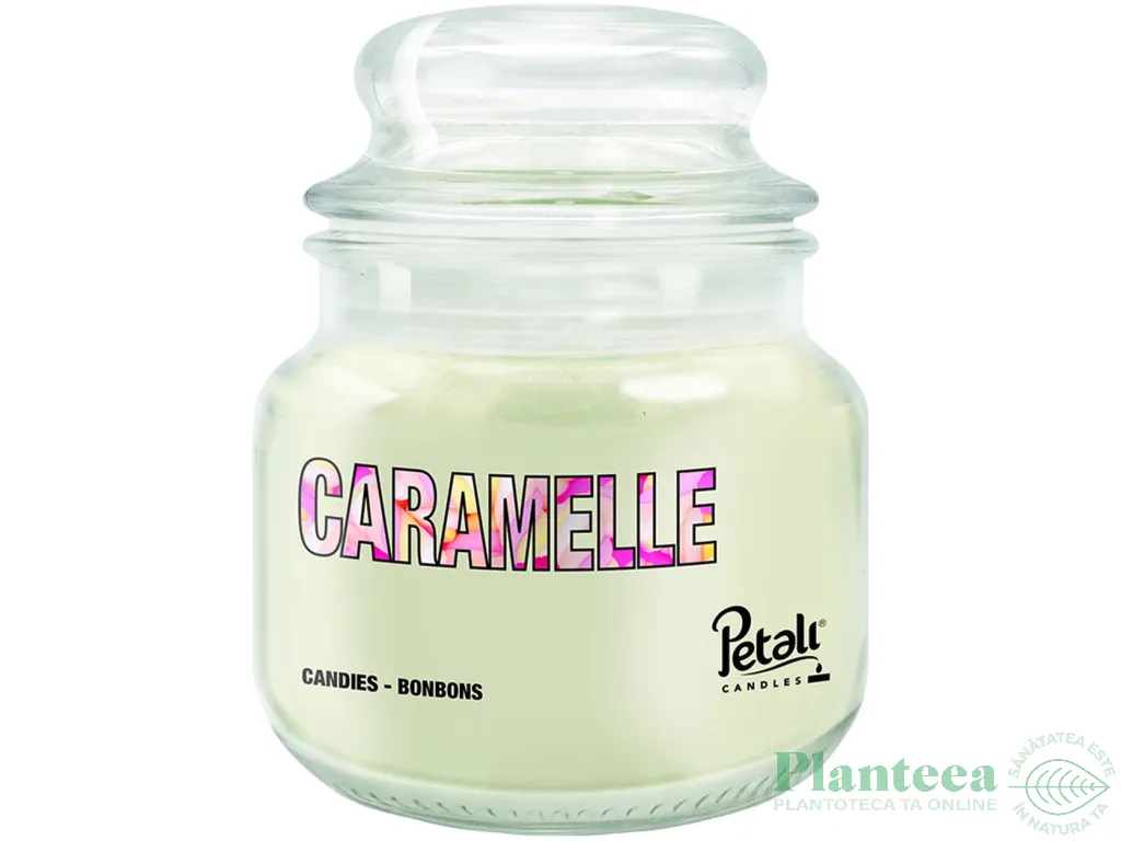 Lumanare parfumata borcan mic cu capac 25h Caramelle 100g - PETALI