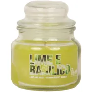 Lumanare parfumata borcan mic cu capac 25h Lime basilico 100g - PETALI
