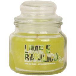 Lumanare parfumata borcan mic cu capac 25h Lime basilico 100g - PETALI