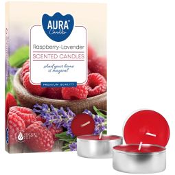 Lumanari pastila parfumate 4h Zmeura Lavanda alba 6b - AURA