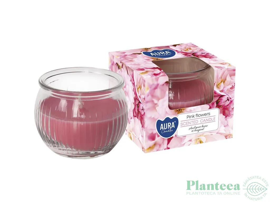 Lumanare parfumata pahar 18h Pink flowers 80g - AURA