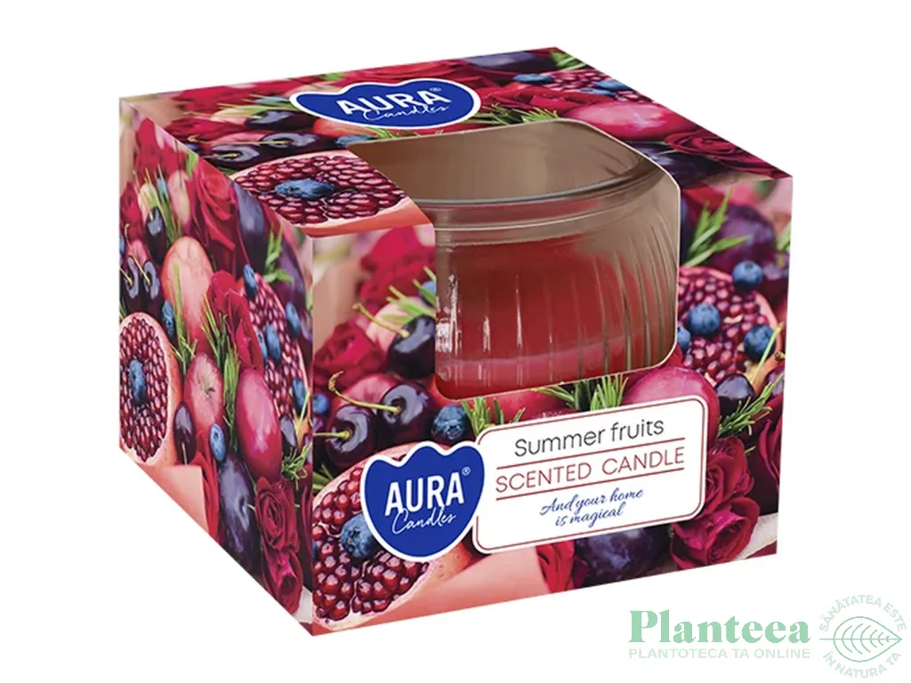 Lumanare parfumata pahar 18h Summer fruits 80g - AURA