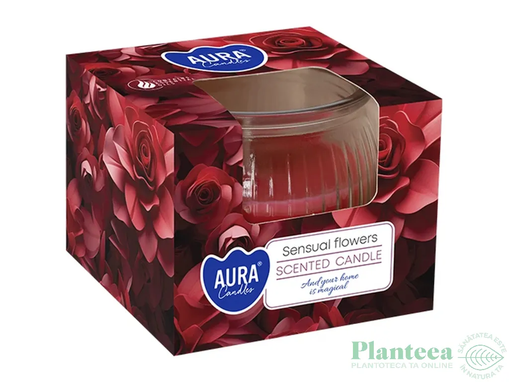 Lumanare parfumata pahar 18h Sensual flowers 80g - AURA
