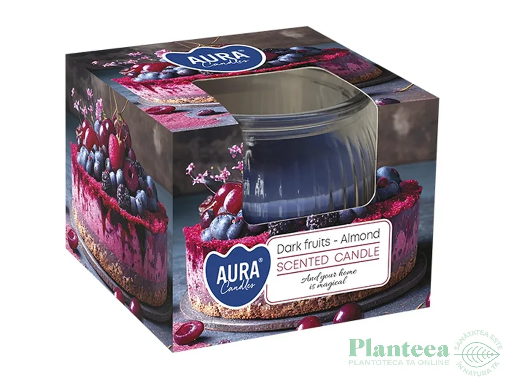 Lumanare parfumata pahar 18h Dark fruits Almond 80g - AURA
