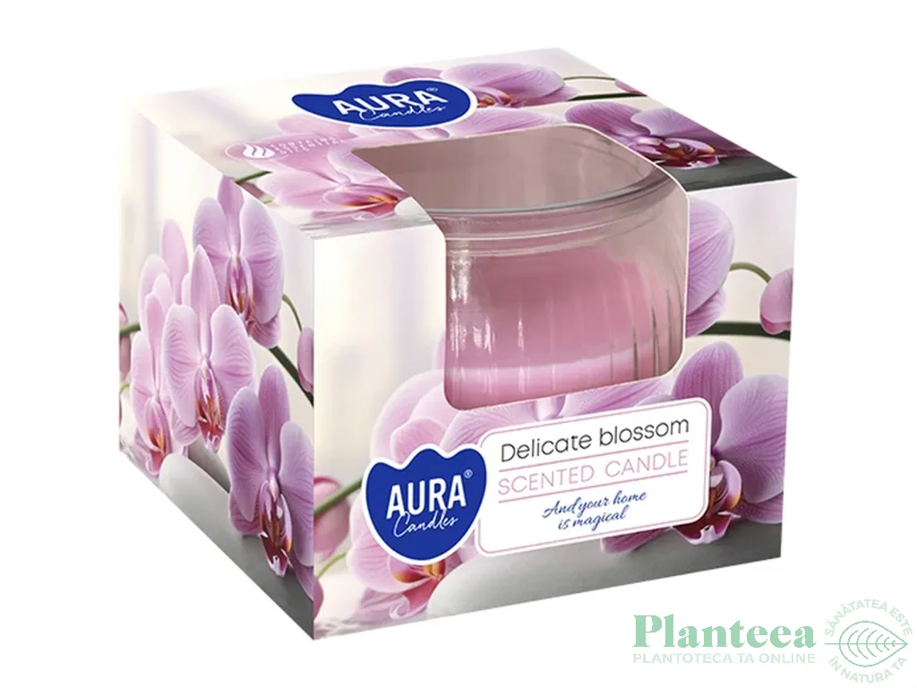 Lumanare parfumata pahar 18h Delicate blossom 80g - AURA