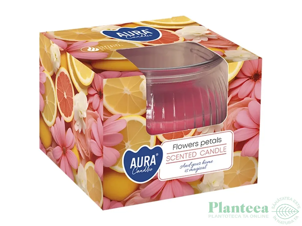 Lumanare parfumata pahar 18h Flowers petals 80g - AURA