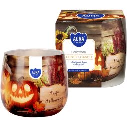 Lumanare parfumata pahar imprimat 20h Halloween 100g - AURA