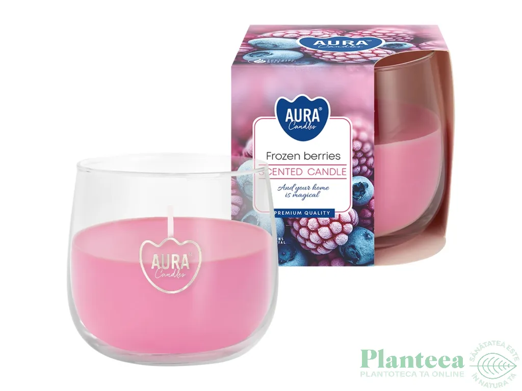 Lumanare parfumata pahar 24h Frozen Berries 130g - AURA