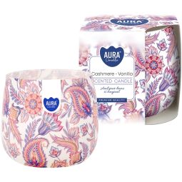 Lumanare parfumata pahar imprimat 20h Vanilie 100g - AURA