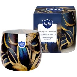 Lumanare parfumata pahar imprimat 20h Eucalipt Patchouli 100g - AURA