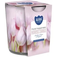 Lumanare parfumata pahar imprimat 22h Floral happiness 100g - AURA