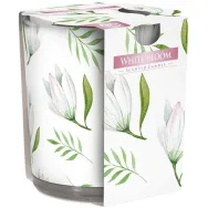 Lumanare parfumata pahar imprimat 22h White bloom 100g - AURA