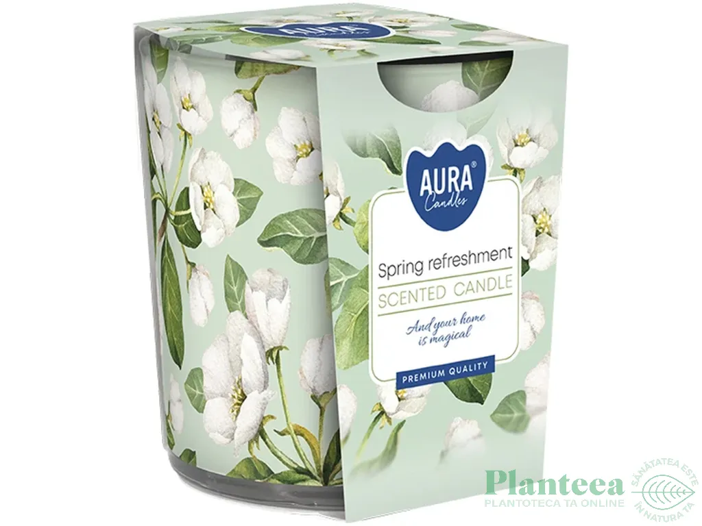 Lumanare parfumata pahar imprimat 22h Spring refreshment 100g - AURA