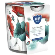Lumanare parfumata pahar imprimat 22h Flori salbatice 100g - AURA