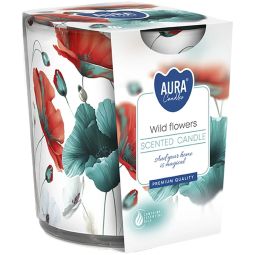 Lumanare parfumata pahar imprimat 22h Flori salbatice 100g - AURA