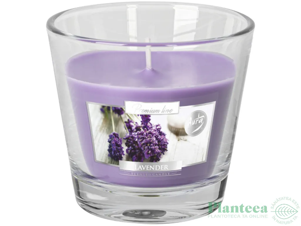 Lumanare parfumata pahar 26h Lavanda 140g - AURA