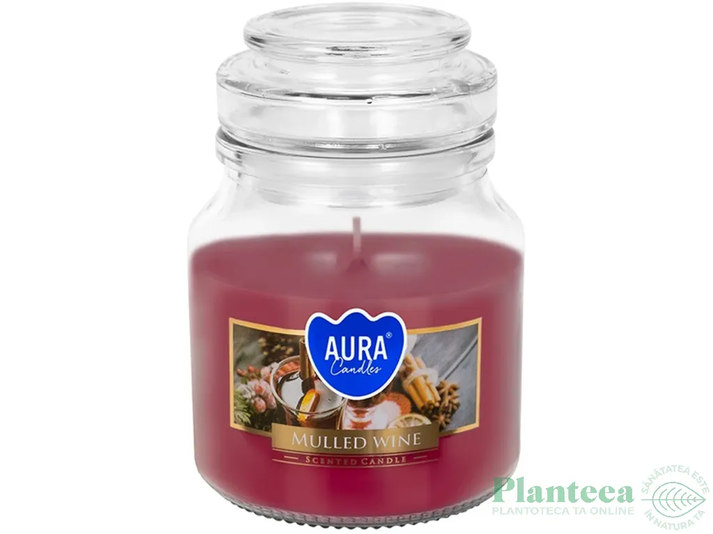 Lumanare parfumata borcan cu capac 28h Vin fiert 120g - AURA