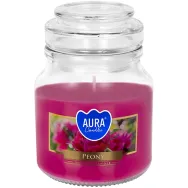 Lumanare parfumata borcan cu capac 28h Bujor 120g - AURA