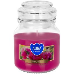 Lumanare parfumata borcan cu capac 28h Bujor 120g - AURA