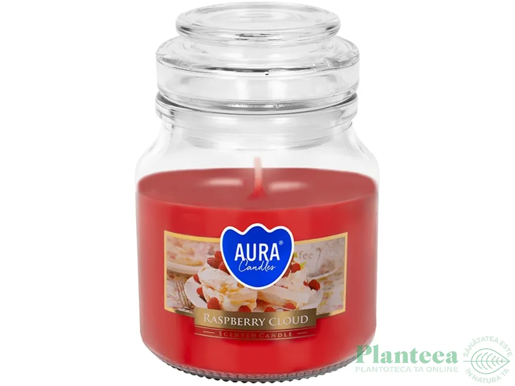 Lumanare parfumata borcan cu capac 28h Raspberry cloud 120g - AURA