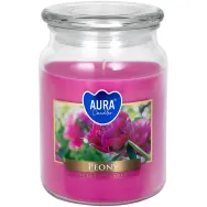 Lumanare parfumata borcan cu capac 100h Bujor 500g - AURA