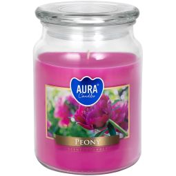 Lumanare parfumata borcan cu capac 100h Bujor 500g - AURA
