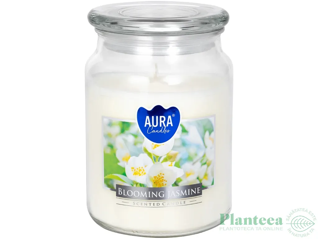 Lumanare parfumata borcan cu capac 100h Blooming jasmine 500g - AURA