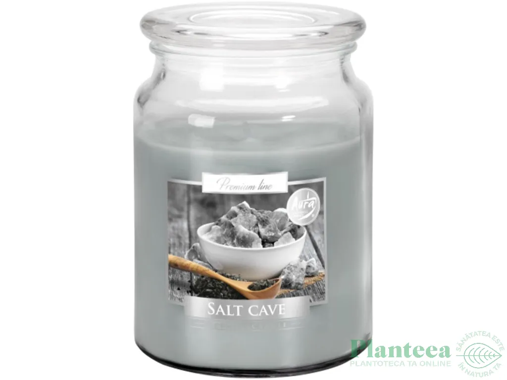 Lumanare parfumata borcan cu capac 100h Salt cave 500g - AURA