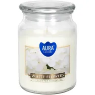 Lumanare parfumata borcan cu capac 100h Flori albe 500g - AURA