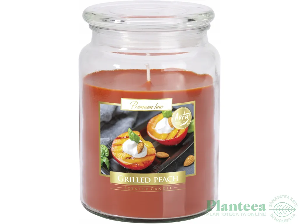 Lumanare parfumata borcan cu capac 100h Grilled peach 500g - AURA