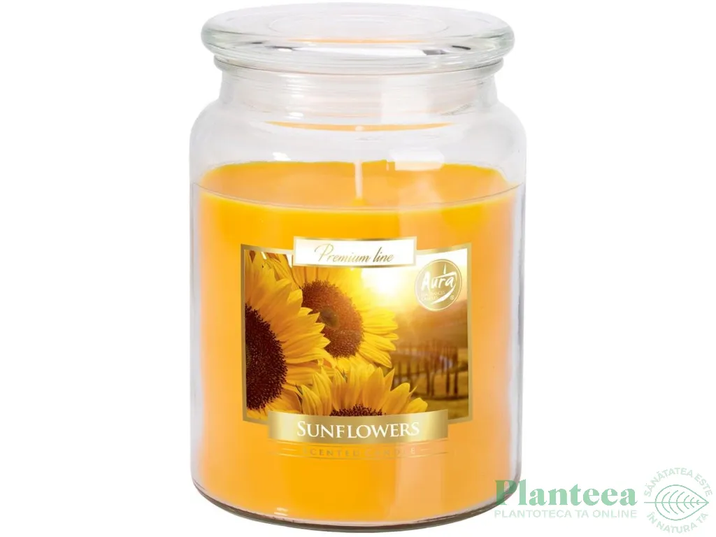 Lumanare parfumata borcan cu capac 100h Floarea soarelui 500g - AURA