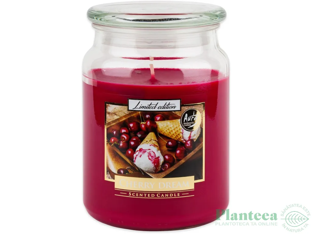 Lumanare parfumata borcan cu capac 100h Cirese 500g - AURA
