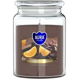 Lumanare parfumata borcan cu capac 100h Ciocolata Portocala 500g - AURA