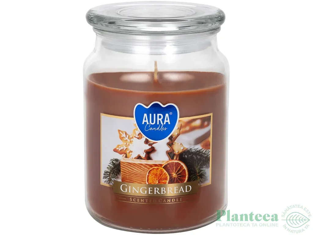 Lumanare parfumata borcan cu capac 100h Turta dulce 500g - AURA