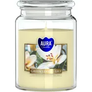 Lumanare parfumata borcan cu capac 100h Frunze verzi crin 500g - AURA