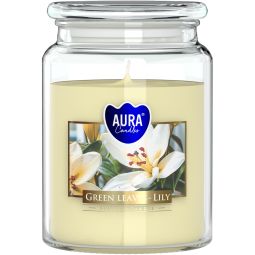 Lumanare parfumata borcan cu capac 100h Frunze verzi crin 500g - AURA
