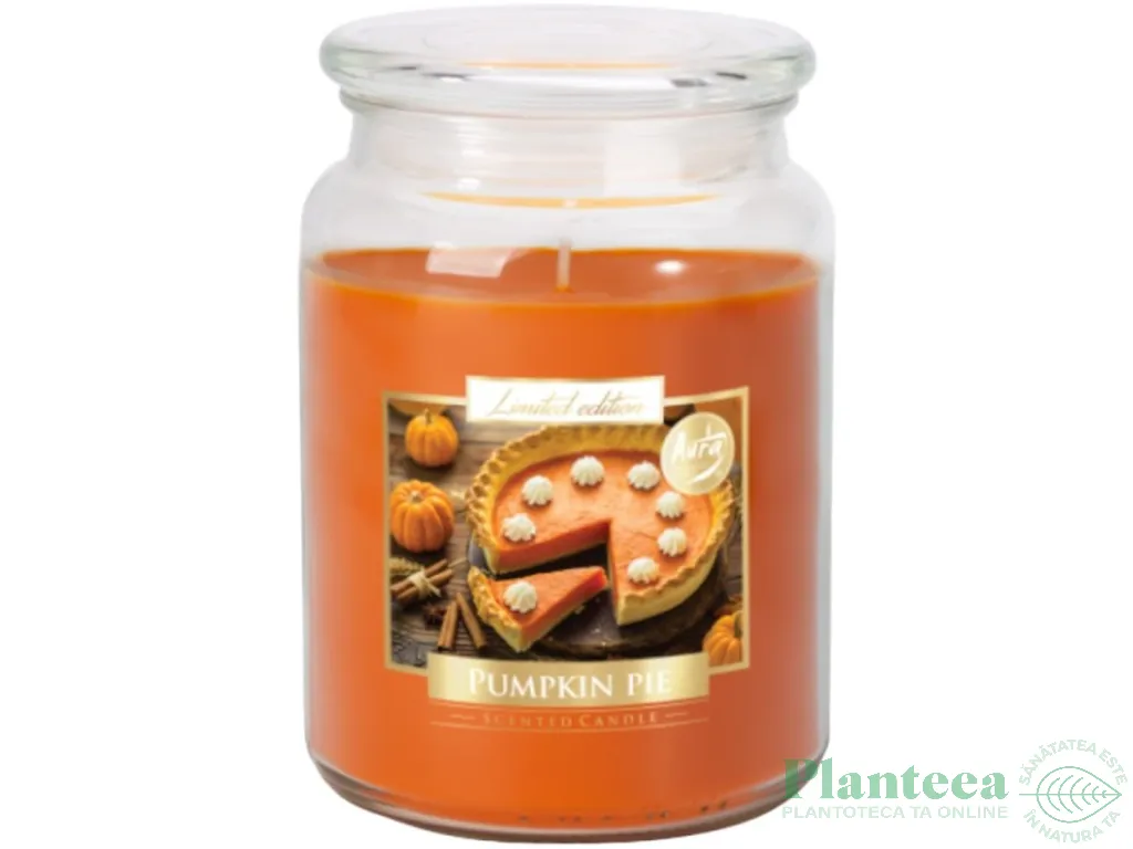 Lumanare parfumata borcan cu capac 100h Placinta dovleac 500g - AURA