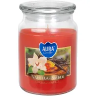 Lumanare parfumata borcan cu capac 100h Vanilie amber 500g - AURA