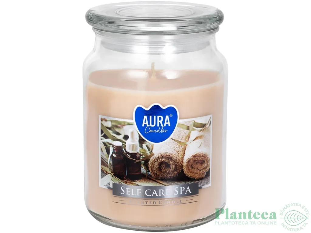 Lumanare parfumata borcan cu capac 100h Self care spa 500g - AURA