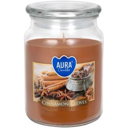 Lumanare parfumata borcan cu capac 100h Scortisoara cuisoare 500g - AURA