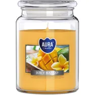 Lumanare parfumata borcan cu capac 100h Mango 500g - AURA