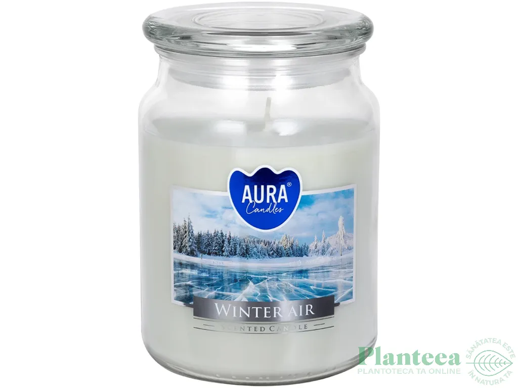 Lumanare parfumata borcan cu capac 100h Winter air 500g - AURA