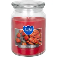 Lumanare parfumata borcan cu capac 100h Capsuni 500g - AURA