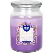 Lumanare parfumata borcan cu capac 3culori 100h Lavender relief 500g - AURA
