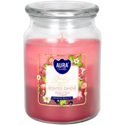 Lumanare parfumata borcan cu capac 3culori 100h Fructe suculente 500g - AURA