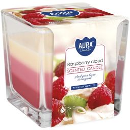 Lumanare parfumata pahar 3culori 32h Rassberry cloud 170g - AURA