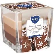 Lumanare parfumata pahar 3culori 32h Turta dulce 170g - AURA