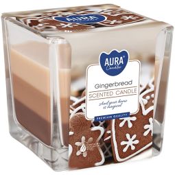 Lumanare parfumata pahar 3culori 32h Turta dulce 170g - AURA