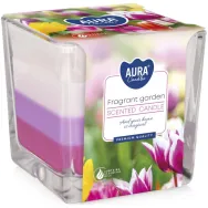 Lumanare parfumata pahar 3culori 32h Fragrant garden 170g - AURA