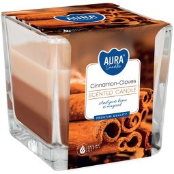 Lumanare parfumata pahar 3culori 32h Scortisoara 170g - AURA